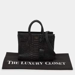 Saint Laurent Black/Gold Python Nano Classic Sac De Jour Tote