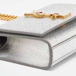 Saint Laurent Silver Leather Small Kate Chain Crossbody Bag