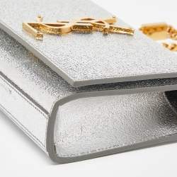 Saint Laurent Silver Leather Small Kate Chain Crossbody Bag