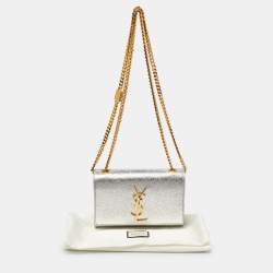 Saint Laurent Silver Leather Small Kate Chain Crossbody Bag