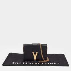 Pre Owned Saint Laurent Black Leather Mini ChYc Crossbody Bag