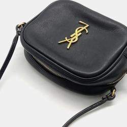 Saint Laurent Black Leather Mini Monogram Blogger Crossbody Bag 