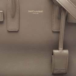 Pre Owned Saint Laurent Grey Leather Nano Classic Sac De Jour Tote