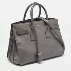Pre Owned Saint Laurent Grey Leather Small Classic Sac De Jour Tote