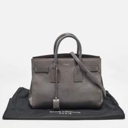 Pre Owned Saint Laurent Grey Leather Small Classic Sac De Jour Tote