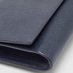 Pre Owned Yves Saint Laurent Navy Blue Leather Y-Ligne Clutch