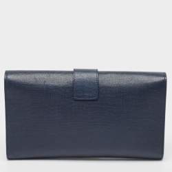 Pre Owned Yves Saint Laurent Navy Blue Leather Y-Ligne Clutch