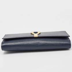 Pre Owned Yves Saint Laurent Navy Blue Leather Y-Ligne Clutch
