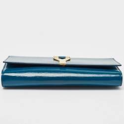 Saint Laurent Teal Green Patent Leather Y Line Clutch