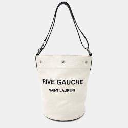 Saint Laurent White Canvas Rive Gauche Bucket Bag