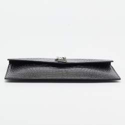 Saint Laurent Black Croc Embossed Leather Uptown Clutch