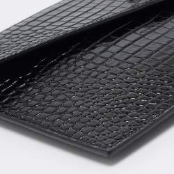 Saint Laurent Black Croc Embossed Leather Uptown Clutch