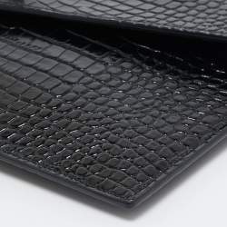 Saint Laurent Black Croc Embossed Leather Uptown Clutch