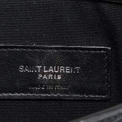 Saint Laurent Black Croc Embossed Leather Uptown Clutch