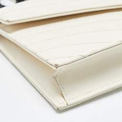 Saint Laurent Cream Matelassé Leather Monogram Envelope Wallet on Chain