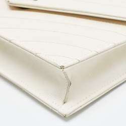 Saint Laurent Cream Matelassé Leather Monogram Envelope Wallet on Chain