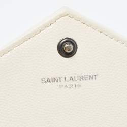 Saint Laurent Cream Matelassé Leather Monogram Envelope Wallet on Chain