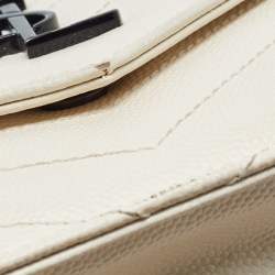 Saint Laurent Cream Matelassé Leather Monogram Envelope Wallet on Chain