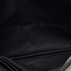 Pre Owned Saint Laurent Black Croc Embossed Leather Monogram Zip Pouch