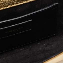 Pre Owned Saint Laurent Gold Leather Cassandre Clutch