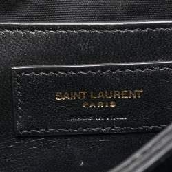 Saint Laurent Black Croc Embossed Leather Sunset Shoulder Bag