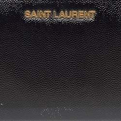 Saint Laurent Black Patent Leather Rive Gauche Zip Continental Wallet