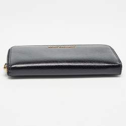 Saint Laurent Black Patent Leather Rive Gauche Zip Continental Wallet