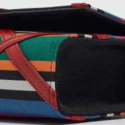 Pre Owned Saint Laurent Multicolor Leather and Fabric Medium Striped Kate Shoulder Bag