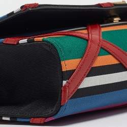 Pre Owned Saint Laurent Multicolor Leather and Fabric Medium Striped Kate Shoulder Bag
