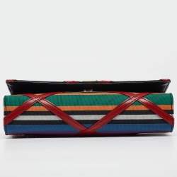 Pre Owned Saint Laurent Multicolor Leather and Fabric Medium Striped Kate Shoulder Bag
