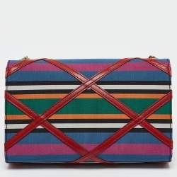 Pre Owned Saint Laurent Multicolor Leather and Fabric Medium Striped Kate Shoulder Bag
