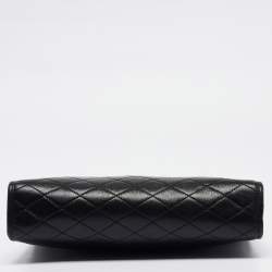 Saint Laurent Black Quilted Leather Victoire Chain Clutch 