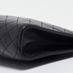 Saint Laurent Black Quilted Leather Victoire Chain Clutch 