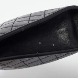 Saint Laurent Black Quilted Leather Victoire Chain Clutch 