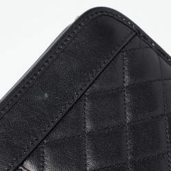 Saint Laurent Black Quilted Leather Victoire Chain Clutch 