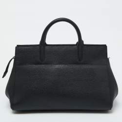 مملوكة مسبقًا Saint Laurent Black Leather Small Cabas Rive Gauche Tote