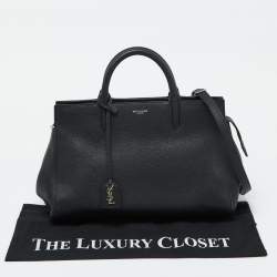 مملوكة مسبقًا Saint Laurent Black Leather Small Cabas Rive Gauche Tote