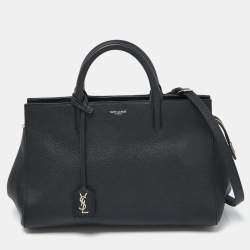 مملوكة مسبقًا Saint Laurent Black Leather Small Cabas Rive Gauche Tote
