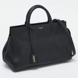 مملوكة مسبقًا Saint Laurent Black Leather Small Cabas Rive Gauche Tote