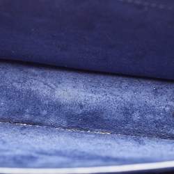 Pre Owned Saint Laurent Blue Croc Embossed Leather Medium Sunset Shoulder Bag