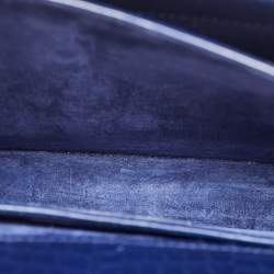 Pre Owned Saint Laurent Blue Croc Embossed Leather Medium Sunset Shoulder Bag