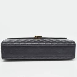 Saint Laurent Black Matelasse Leather Large Monogram Envelope Shoulder Bag