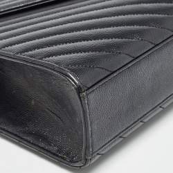 Saint Laurent Black Matelasse Leather Large Monogram Envelope Shoulder Bag