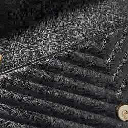 Saint Laurent Black Matelasse Leather Large Monogram Envelope Shoulder Bag