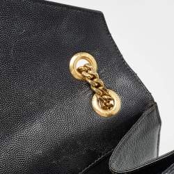 Saint Laurent Black Matelasse Leather Large Monogram Envelope Shoulder Bag
