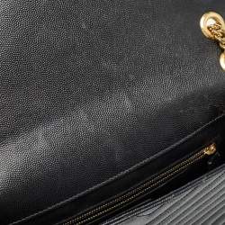 Saint Laurent Black Matelasse Leather Large Monogram Envelope Shoulder Bag