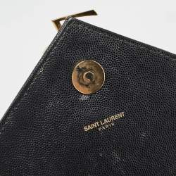 Saint Laurent Black Matelasse Leather Large Monogram Envelope Shoulder Bag