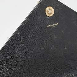 Saint Laurent Black Matelasse Leather Large Monogram Envelope Shoulder Bag