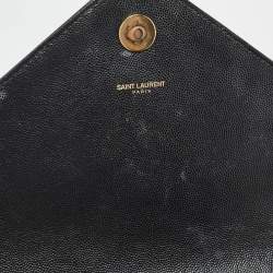 Saint Laurent Black Matelasse Leather Large Monogram Envelope Shoulder Bag