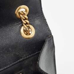 Saint Laurent Black Matelasse Leather Large Monogram Envelope Shoulder Bag